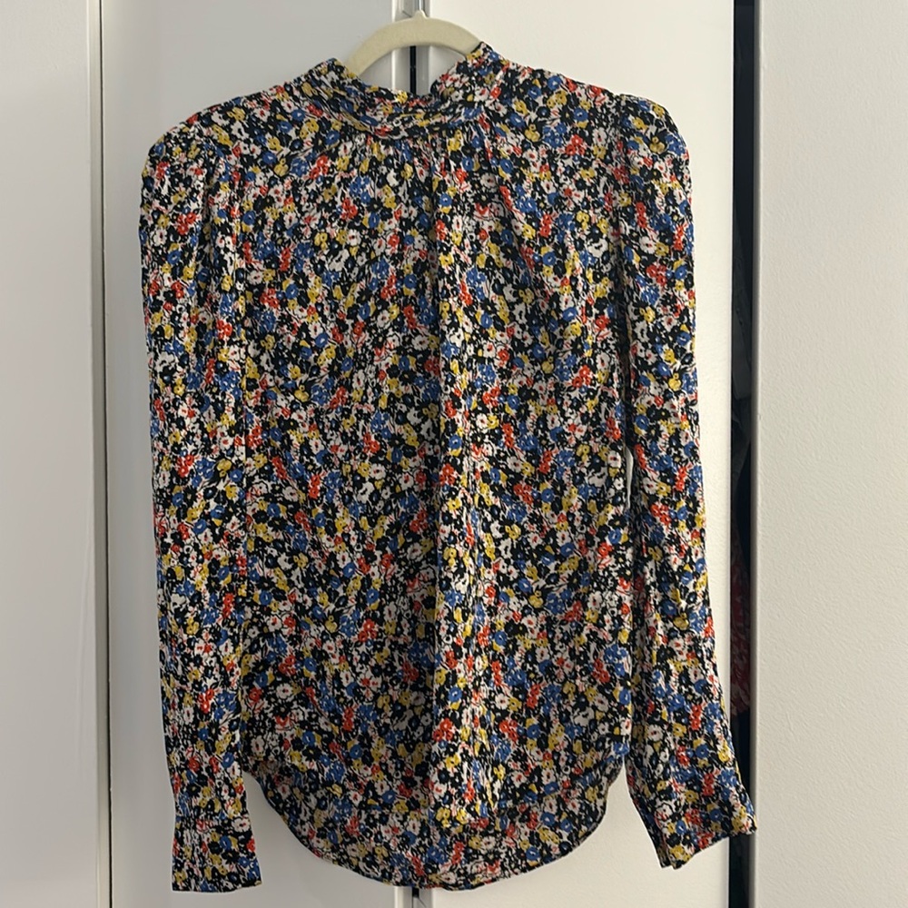 Veronica Beard Mena Top with High Neck and Bow